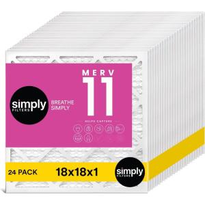 imageSimply 10x20x1 Air Filter MERV 11 MPR 1000 24 Pack Furnace Air Filter for HVAC Actual Size 975quotx1975quotx075quot DUST Pet ampamp Allergy Control18x18x1