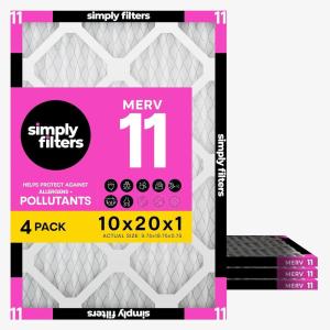 imageSimply 10x20x1 Air Filter MERV 11 MPR 1000 4 Pack Furnace Air Filter for HVAC Actual Size 975quotx1975quotx075quot DUST Pet ampamp Allergy Control10x20x1