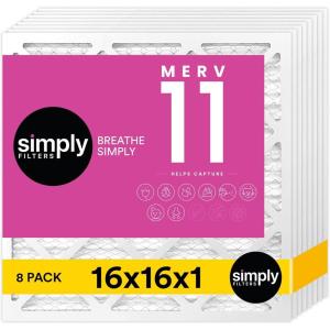 imageSimply 10x20x1 Air Filter MERV 11 MPR 1000 8 Pack Furnace Air Filter for HVAC Actual Size 975quotx1975quotx075quot DUST Pet ampamp Allergy Control16x16x1