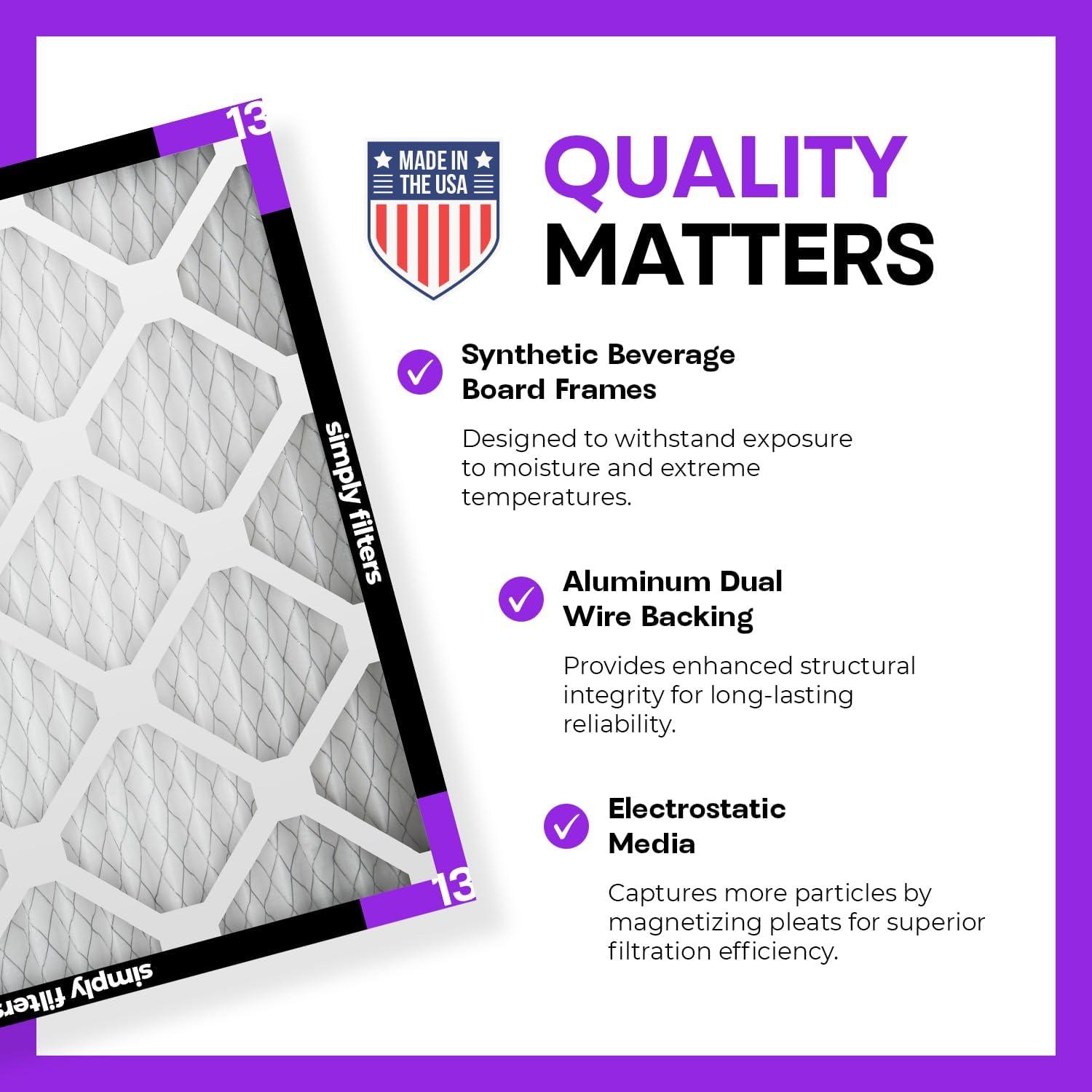 imageSimply 10x20x1 Air Filter MERV 13 MPR 1500 24 Pack Furnace Air Filter for HVAC Actual Size 975quotx1975quotx075quot DUST Pet ampamp Allergy Control10x20x1