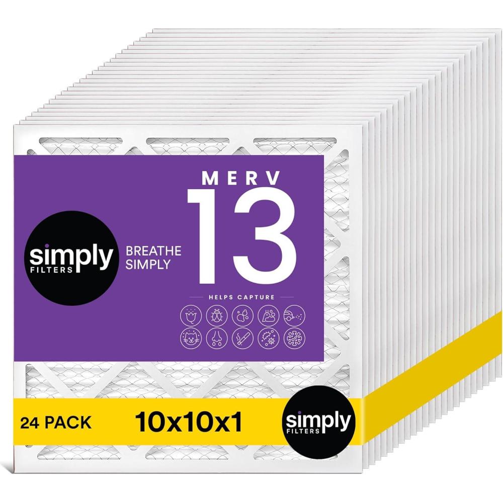 imageSimply 10x20x1 Air Filter MERV 13 MPR 1500 24 Pack Furnace Air Filter for HVAC Actual Size 975quotx1975quotx075quot DUST Pet ampamp Allergy Control10x10x1