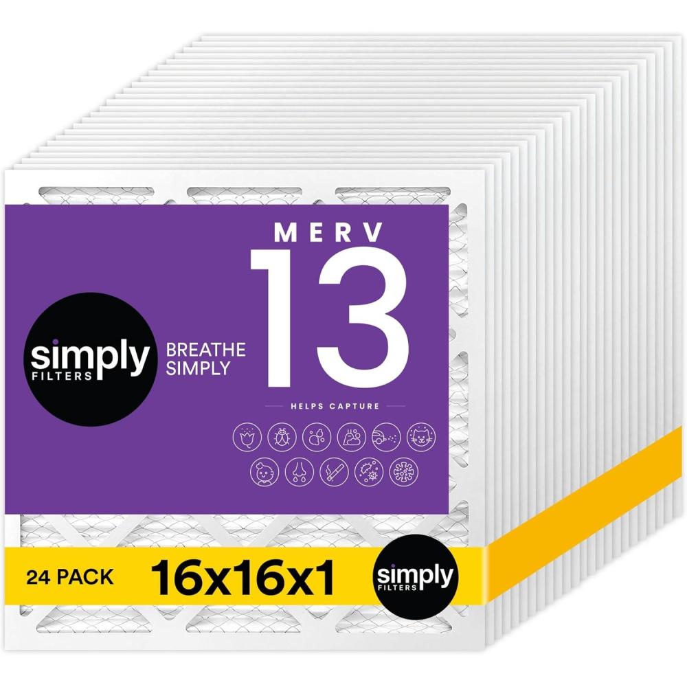 imageSimply 10x20x1 Air Filter MERV 13 MPR 1500 24 Pack Furnace Air Filter for HVAC Actual Size 975quotx1975quotx075quot DUST Pet ampamp Allergy Control16x16x1