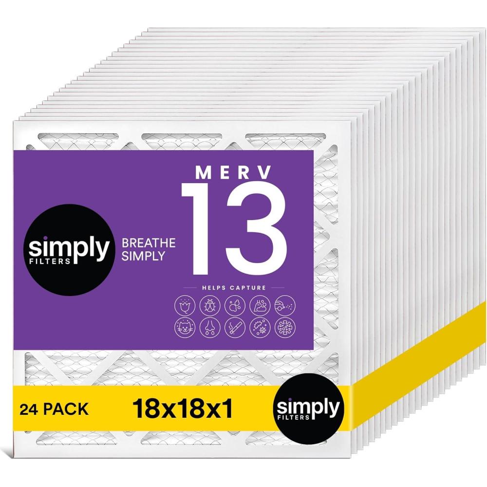 imageSimply 10x20x1 Air Filter MERV 13 MPR 1500 24 Pack Furnace Air Filter for HVAC Actual Size 975quotx1975quotx075quot DUST Pet ampamp Allergy Control18x18x1
