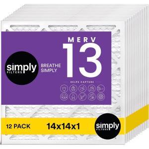 imageSimply 10x20x1 Air Filter MERV 13 MPR 1500 12 Pack Furnace Air Filter for HVAC Actual Size 975quotx1975quotx075quot DUST Pet ampamp Allergy Control14x14x1