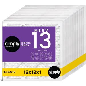imageSimply 10x20x1 Air Filter MERV 13 MPR 1500 24 Pack Furnace Air Filter for HVAC Actual Size 975quotx1975quotx075quot DUST Pet ampamp Allergy Control12x12x1