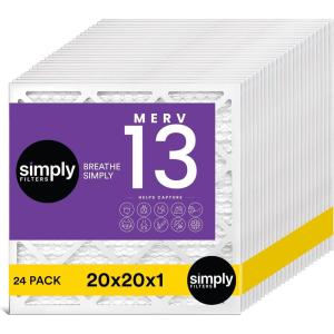 imageSimply 10x20x1 Air Filter MERV 13 MPR 1500 24 Pack Furnace Air Filter for HVAC Actual Size 975quotx1975quotx075quot DUST Pet ampamp Allergy Control20x20x1