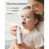 imageGROWNSY Nasal Aspirator for Baby Baby Nose Sucker Pro with 3 Soft Silicone Tips Adjustable Suction Electric Nose Suction for Baby Builtin Music ampamp Light SoothingGrey