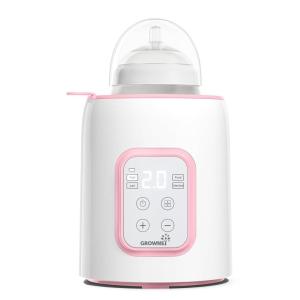 imageBottle Warmer GROWNSY 8in1 Fast Baby Milk Warmer with Timer for Breastmilk or Formula Accurate Temperature Control with Defrost Sterilizing Keep Heat Baby Food Jars FunctionPink
