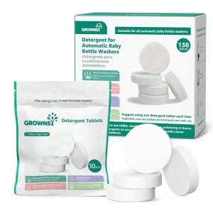 imageGROWNSY Detergent Washing Tablets 130 PCS for Momcozy Baby Brezza Papablic Bottle Washer Compatible with All Brands Baby Bottle Washers1 Count Pack of 130