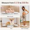imageBaby Scale Multifunctional Baby Weight Scale Pet Scale for Puppy Cat Adult Scale Up to 330lbs Accurate Digital Scale with Hold Function 27inch Height Measurement 5 Units LED ScreenWhite