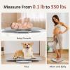 imageBaby Scale Multifunctional Baby Weight Scale Pet Scale for Puppy Cat Adult Scale Up to 330lbs Accurate Digital Scale with Hold Function 27inch Height Measurement 5 Units LED ScreenGray