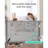 imageExtra Wide Retractable Baby Gate with Cat Door 100quot Wide Reinforced with Fiberglass 33quot Tall  Prevents Babies ampamp Pets from Crawling Under GrayGray
