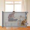 imageExtra Wide Retractable Baby Gate with Cat Door 100quot Wide Reinforced with Fiberglass 33quot Tall  Prevents Babies ampamp Pets from Crawling Under GrayGray