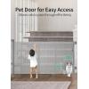 imageRetractable Baby Gates Pet Gate with Cat Door  33quot Tall Extends to 55quot Wide Mesh Baby Gate with Door for CatsSmall Dogs Easy Install for Doorways Indoor ampampOutdoorBlackGray