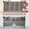 imageRetractable Baby Gates Pet Gate with Cat Door  41quot Tall Extends to 55quot Wide Dog Gate for Stairs Mesh Baby Gate with Door for CatsSmall Dogs Easy Install for Doorways Indoor ampampOutdoorGray