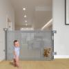 imageRetractable Baby Gates Pet Gate with Cat Door  41quot Tall Extends to 55quot Wide Dog Gate for Stairs Mesh Baby Gate with Door for CatsSmall Dogs Easy Install for Doorways Indoor ampampOutdoorGray