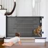 imageExtra Wide Retractable Baby Gate with Cat Door 100quot Wide Reinforced with Fiberglass 33quot Tall  Prevents Babies ampamp Pets from Crawling Under GrayBlack