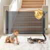 imageGROWNSY Retractable Baby Gate Mesh BabyPetDogCat Gate 33quot Tall Extends to 55quot Wide Extra Wide Child Safety Gate for Doorway Stairs Hallways Kitchen IndoorOutdoorBlackGray