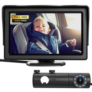 imageBaby Car Camera HD Display Baby Car Mirror with Night Vision Feature 43 inch Baby Car Monitor with Wide Clear View Baby Car Seat Mirror Camera Rear Facing to Observe Babys Every Move
