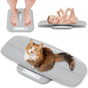 imageBaby Scale Multifunctional Baby Weight Scale Pet Scale for Puppy Cat Adult Scale Up to 330lbs Accurate Digital Scale with Hold Function 27inch Height Measurement 5 Units LED ScreenGray