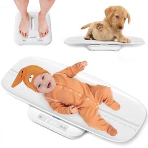 imageBaby Scale Multifunctional Baby Weight Scale Pet Scale for Puppy Cat Adult Scale Up to 330lbs Accurate Digital Scale with Hold Function 27inch Height Measurement 5 Units LED ScreenWhite