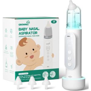 imageGROWNSY Nasal Aspirator for Baby Upgraded 5 Suction Levels Baby Nose Sucker IPX7 Waterproof Electric Nose Suction for Baby Booger Sucker for Toddlers with Automatic Cleaning ampampMusic ampampLight Functions