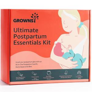 imageGROWNSY Postpartum Essentials Recovery Kit for Women After Birth Postpartum Kit for Labor Delivery SelfAbsorbent Postpartum Disposable Underwear Peri Bottle Perineal Spray Post Partum Ice Packs