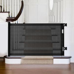 imageGROWNSY Retractable Baby Gate Mesh BabyPetDogCat Gate 33quot Tall Extends to 55quot Wide Extra Wide Child Safety Gate for Doorway Stairs Hallways Kitchen IndoorOutdoorBlackBlack