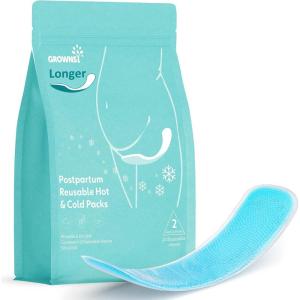 imageGrownsy Heating and Cooling Postpartum Essentials Pads 2PCS Perineal Postpartum Ice Pack Pads with 24PCS Disposable Sleeves Reusable Ice Maxi Pads for Postpartum Relief