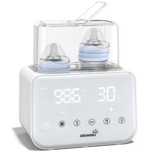 imageBaby Bottle Warmer Gronwsy 8in1 Fast Milk Warmer with Timer Breastmilk or Formula Fits 2 Bottles Accurate Temperature Control with Defrost Sterilizing Keep Heat Baby Food Jars FunctionWhiteupdated