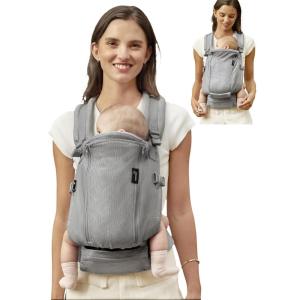 imageGROWNSY Baby Carrier All Season Design with Adjustable Mesh Panel Ergonomic Infant Carrier Wraps with Lower ampamp Upper Buckle Newborn to Toddler 744lbs Baby Carriers HandsFree Parenting BlackGrey