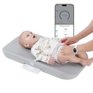 imageGROWNSY Smart Baby Scale Cozy Baby Scale with Removable Safety Strap Baby Ergonomic Design NonSlip ComfortableWhite