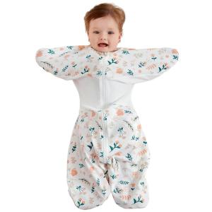 imageGROWNSY Transitional Swaddle Sleep Sack 36 Months Starfish Design Baby Swaddle Sack DualZipper for Easy Diaper Changes Proper Hip Development ampamp Openable Foot Button 1220lbs Space TourismSpring Garden