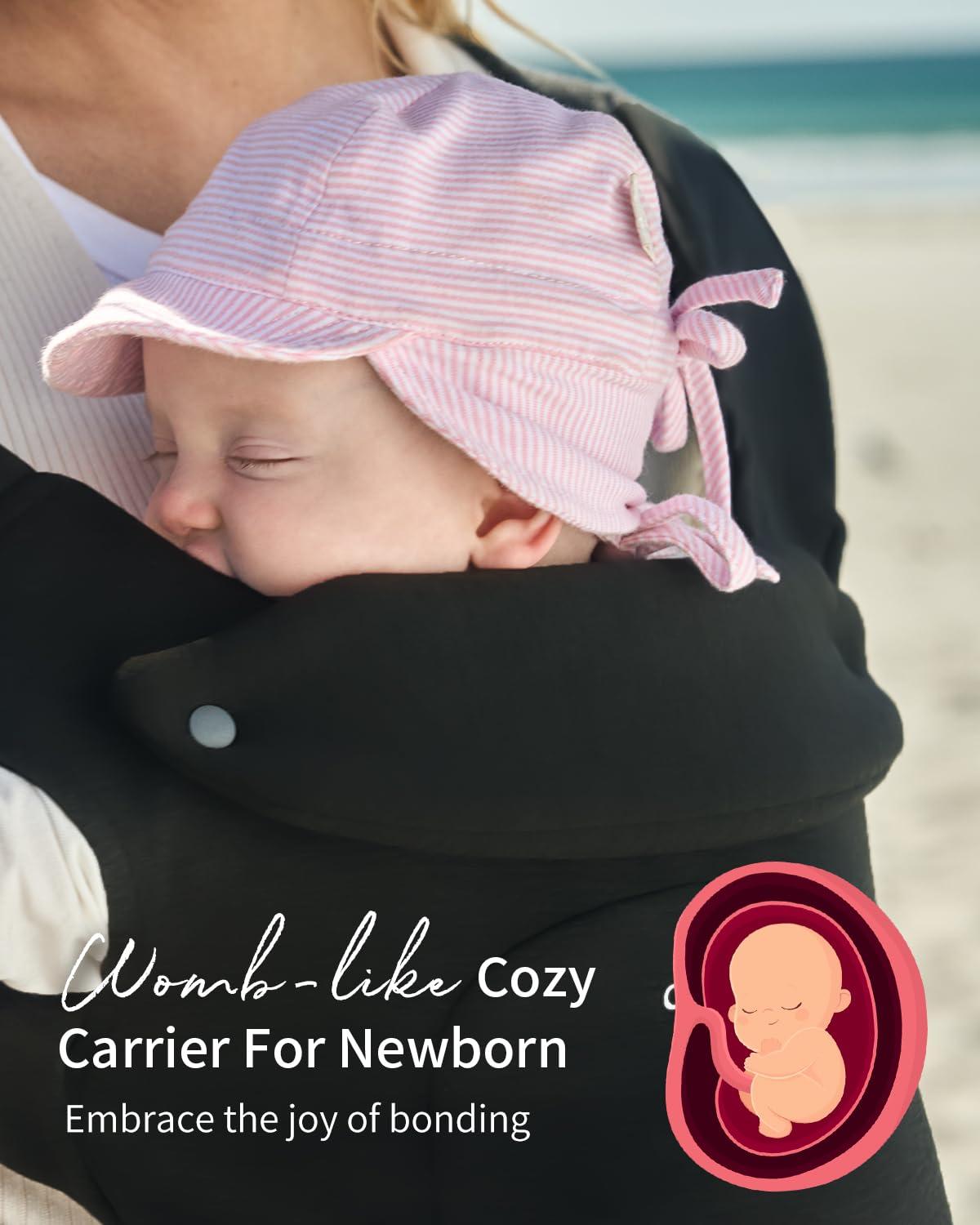 imageGROWNSY Baby Carrier Newborn to Toddler Cozy Baby Wraps Carrier Ergonomic Baby Carrier with Head Support Oxford BlueBlack