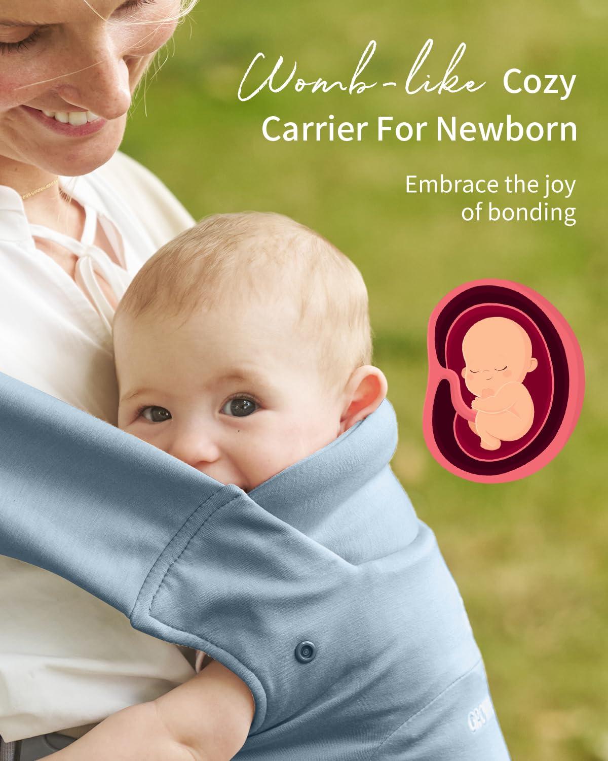 imageGROWNSY Baby Carrier Newborn to Toddler Cozy Baby Wraps Carrier Ergonomic Baby Carrier with Head Support Oxford BlueOxford Blue