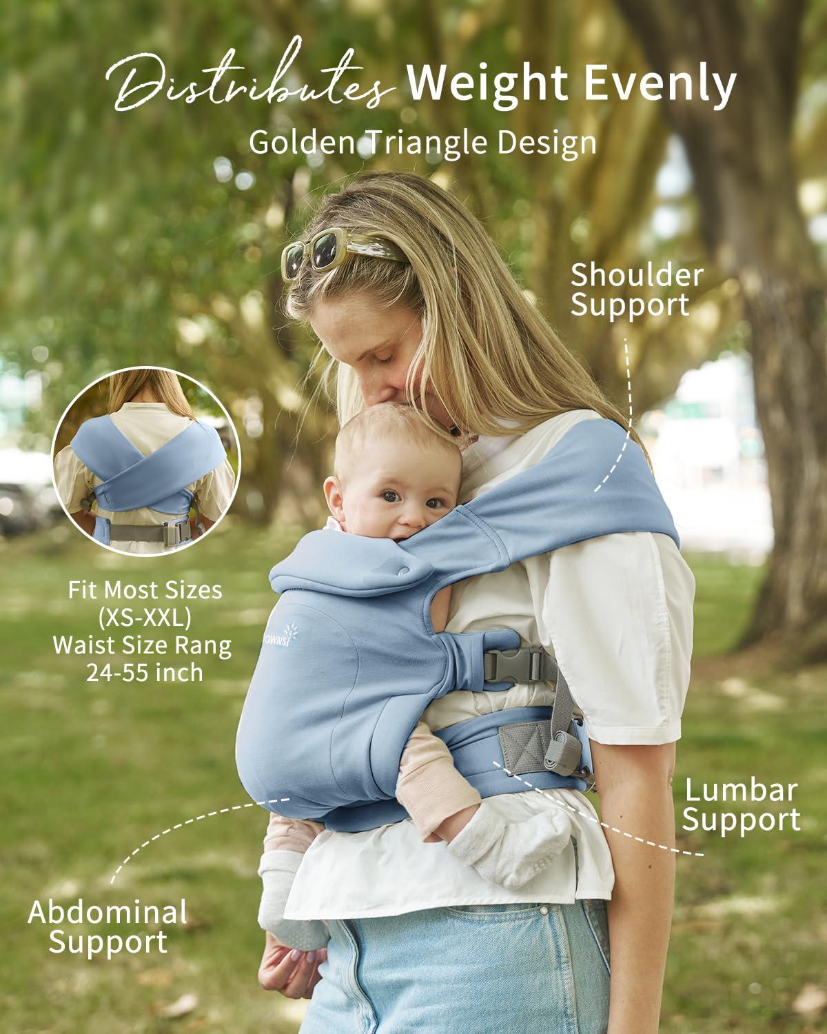 imageGROWNSY Baby Carrier Newborn to Toddler Cozy Baby Wraps Carrier Ergonomic Baby Carrier with Head Support Oxford BlueOxford Blue