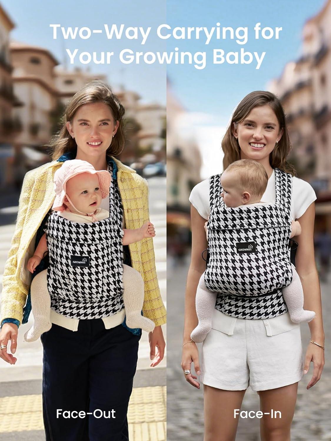 imageGROWNSY Baby Carrier Newborns to Toddlers Ergonomic Baby Toddler Carrier Wraps with Head Support Easy to Wear Infant Carrier Baby Gift Travel and Hiking Friendly 7 to 44 lb AnimalGrayLeopard