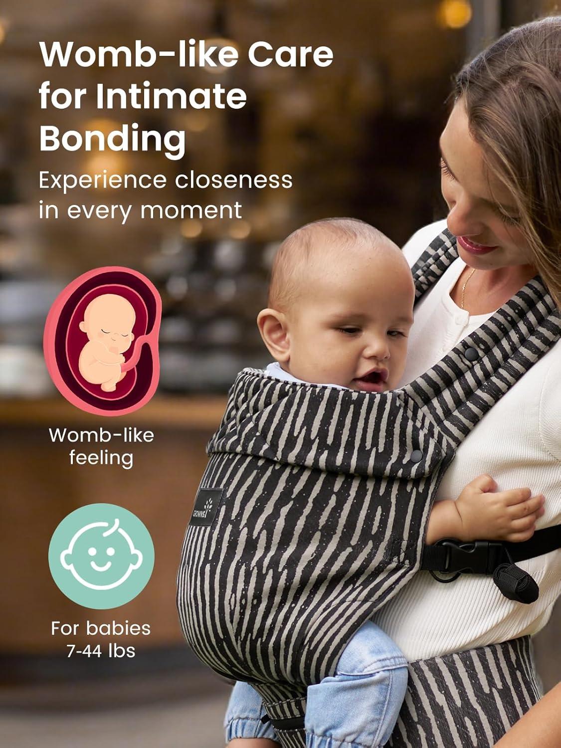 imageGROWNSY Baby Carrier Newborns to Toddlers Ergonomic Baby Toddler Carrier Wraps with Head Support Easy to Wear Infant Carrier Baby Gift Travel and Hiking Friendly 7 to 44 lb AnimalFlowstripe