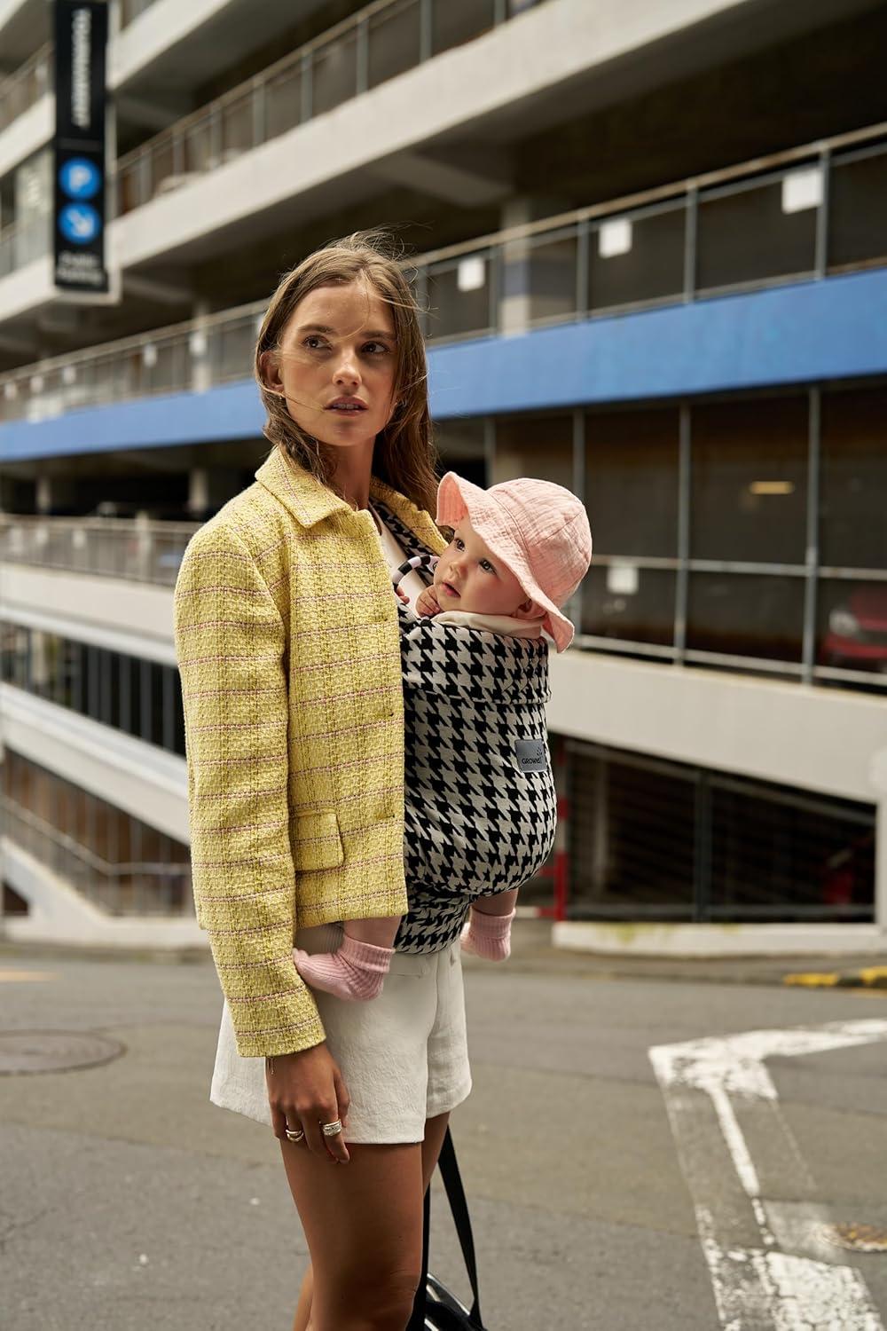 imageGROWNSY Baby Carrier Newborns to Toddlers Ergonomic Baby Toddler Carrier Wraps with Head Support Easy to Wear Infant Carrier Baby Gift Travel and Hiking Friendly 7 to 44 lb AnimalHoundstooth