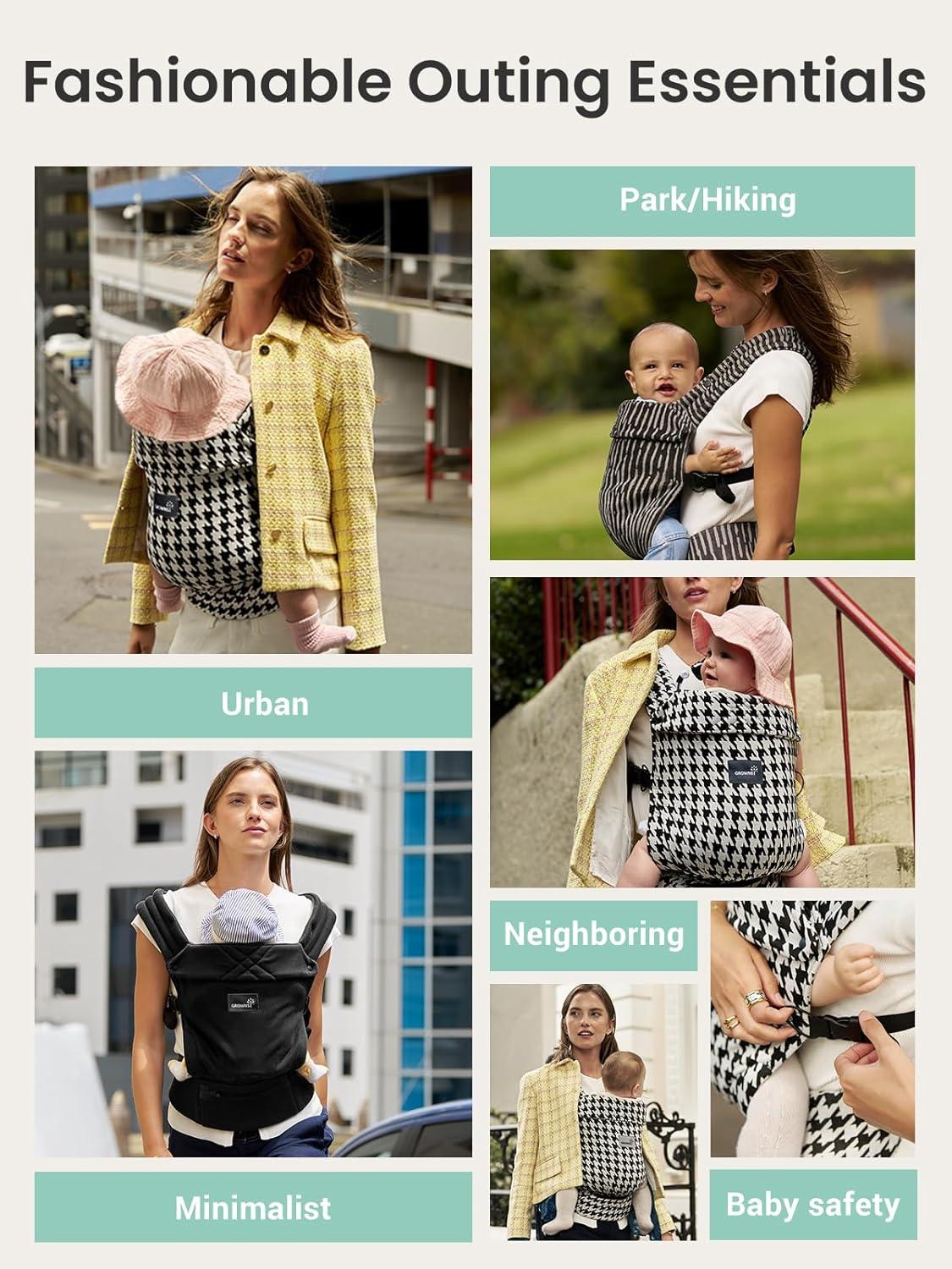 imageGROWNSY Baby Carrier Newborns to Toddlers Ergonomic Baby Toddler Carrier Wraps with Head Support Easy to Wear Infant Carrier Baby Gift Travel and Hiking Friendly 7 to 44 lb AnimalFlowstripe