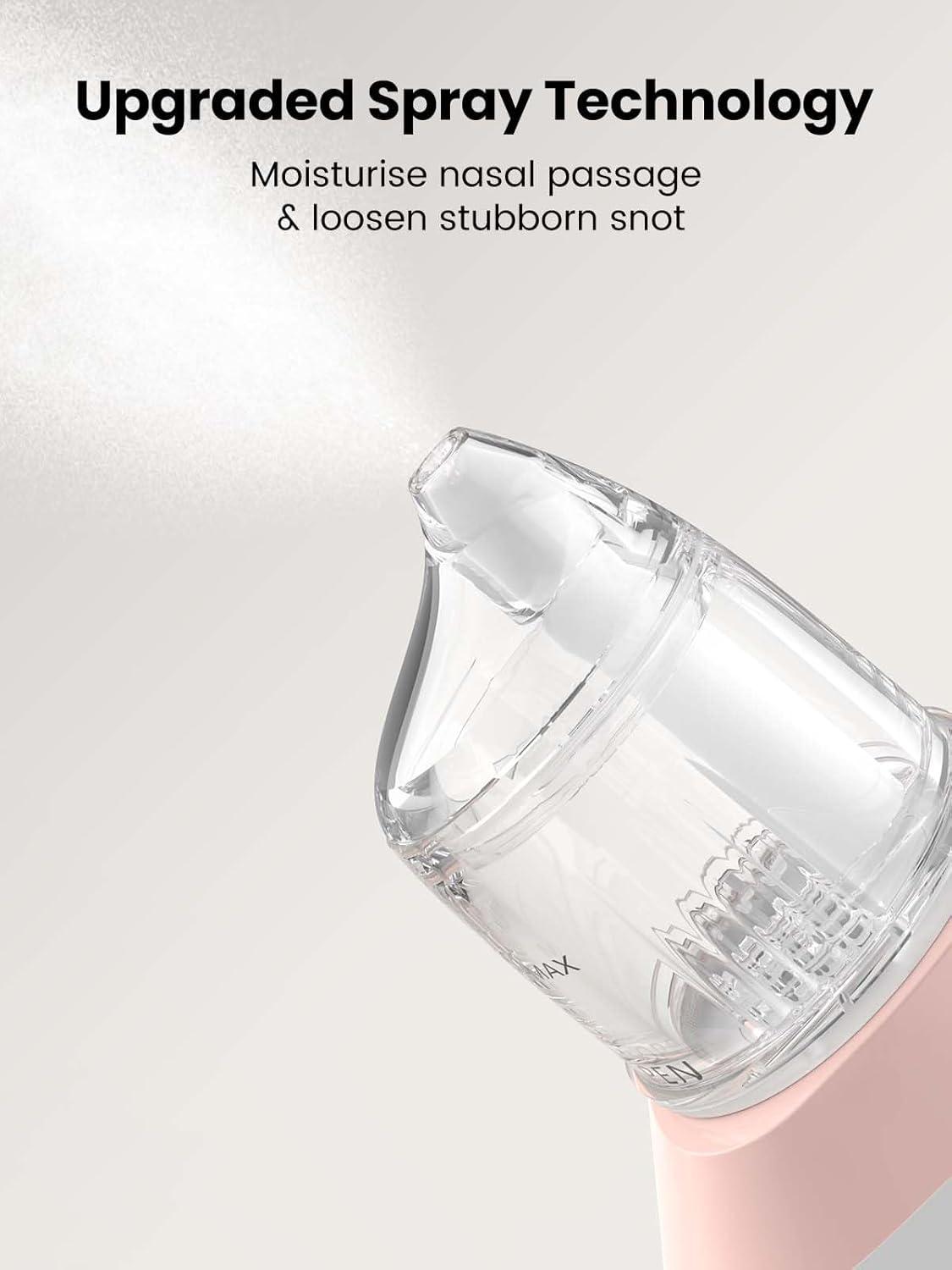 imageGROWNSY Nasal Aspirator for Baby 2in1 Electric Nose Spray ampamp Suction Baby Nose Sucker with Powerful Suction Music and Light Soothing Function PinkPink