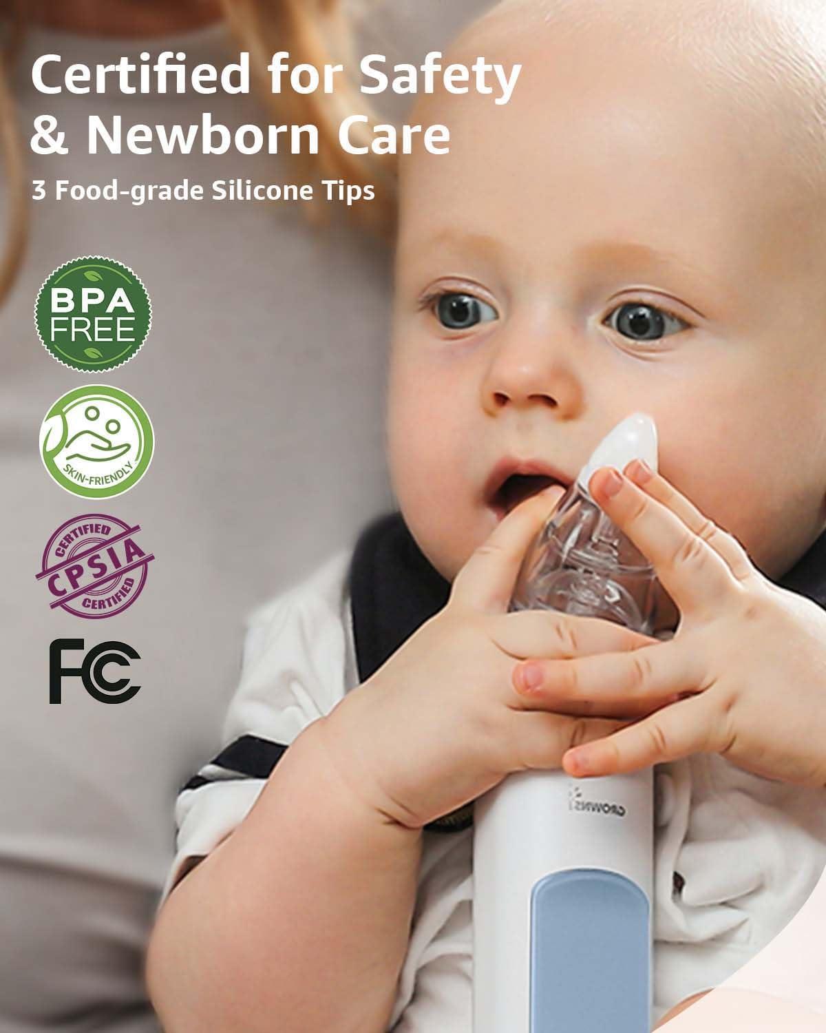 imageGROWNSY Nasal Aspirator for Baby 2in1 Electric Nose Spray ampamp Suction Baby Nose Sucker with Powerful Suction Music and Light Soothing Function PinkBlue