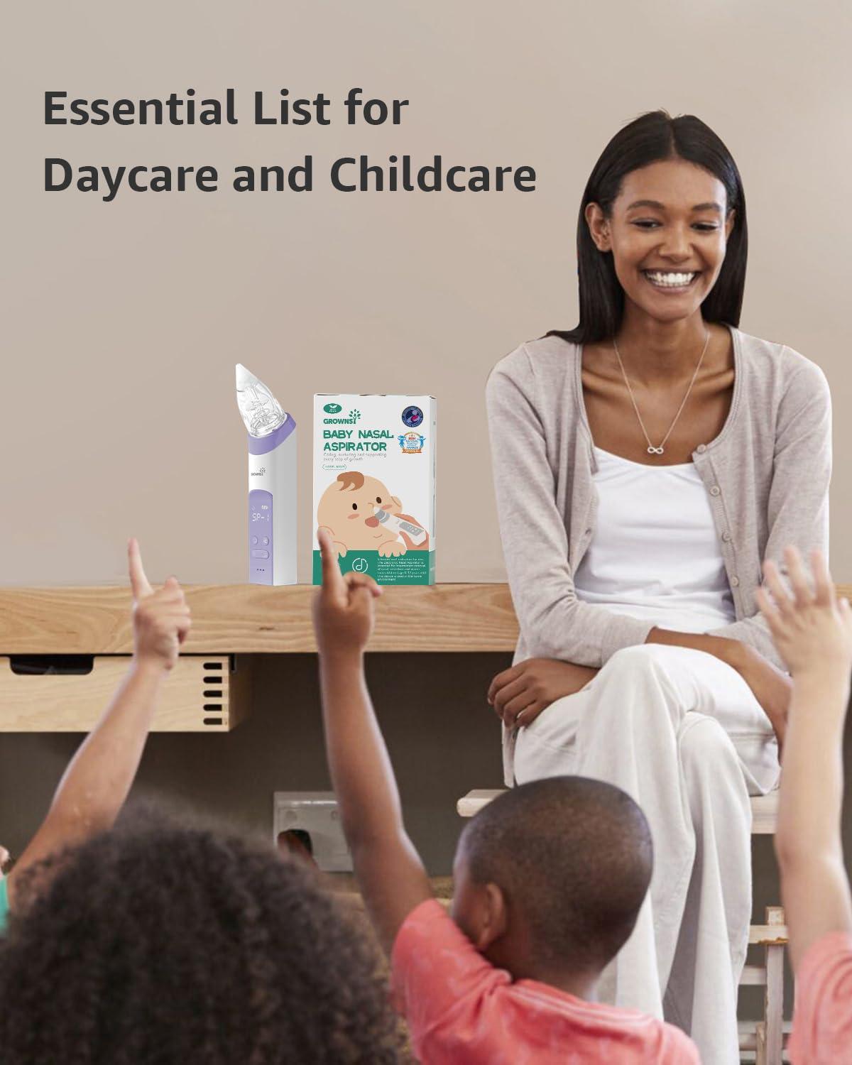 imageGROWNSY Nasal Aspirator for Baby 2in1 Electric Nose Spray ampamp Suction Baby Nose Sucker with Powerful Suction Music and Light Soothing Function PinkPurple