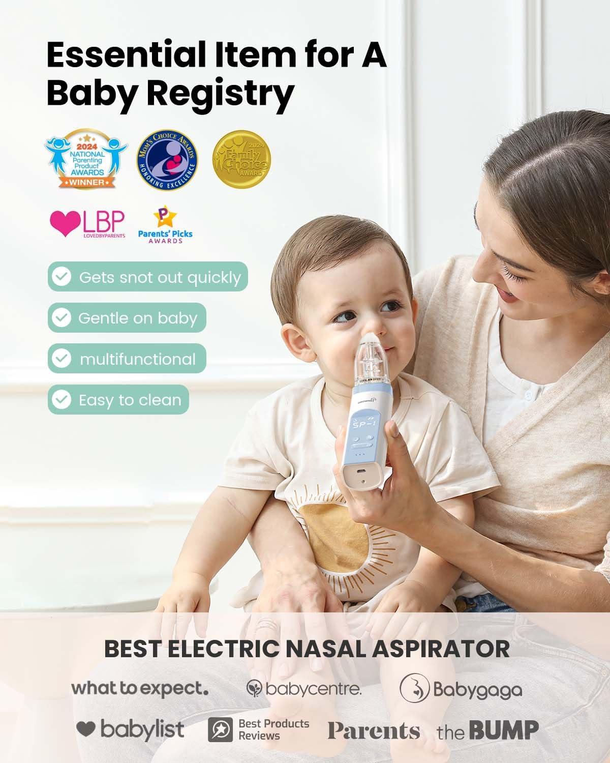 imageGROWNSY Nasal Aspirator for Baby 2in1 Electric Nose Spray ampamp Suction Baby Nose Sucker with Powerful Suction Music and Light Soothing Function PinkBlue