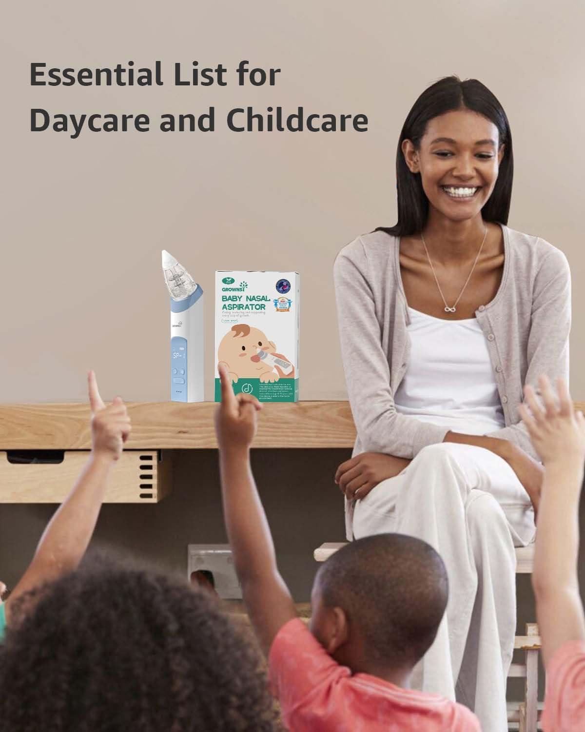 imageGROWNSY Nasal Aspirator for Baby 2in1 Electric Nose Spray ampamp Suction Baby Nose Sucker with Powerful Suction Music and Light Soothing Function PinkBlue