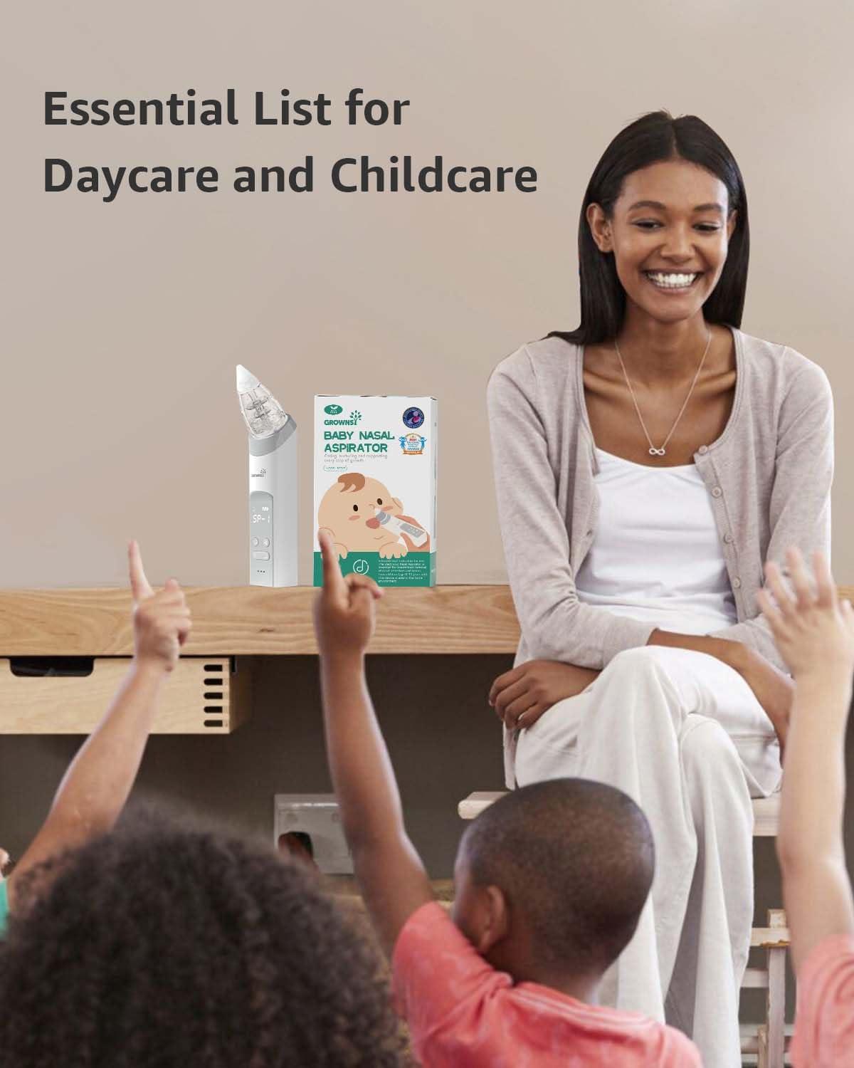 imageGROWNSY Nasal Aspirator for Baby 2in1 Electric Nose Spray ampamp Suction Baby Nose Sucker with Powerful Suction Music and Light Soothing Function PinkGrey