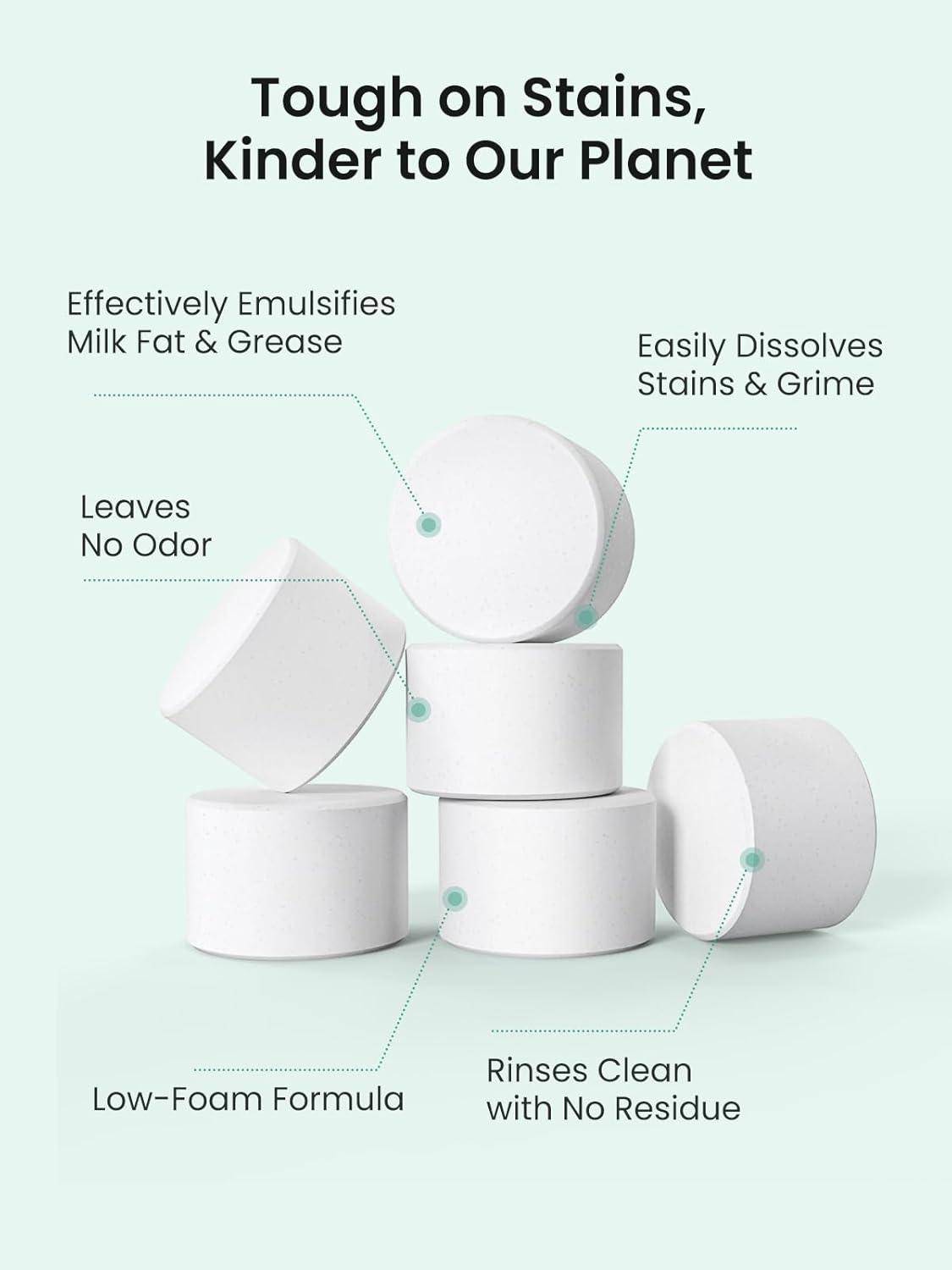 imageGROWNSY Washing Detergent Tablets 200PCS for Momcozy Baby Brezza Bottle Washer Bottle Washer Tablets Compatible with All Brands Baby Bottle Washers1 Count Pack of 130