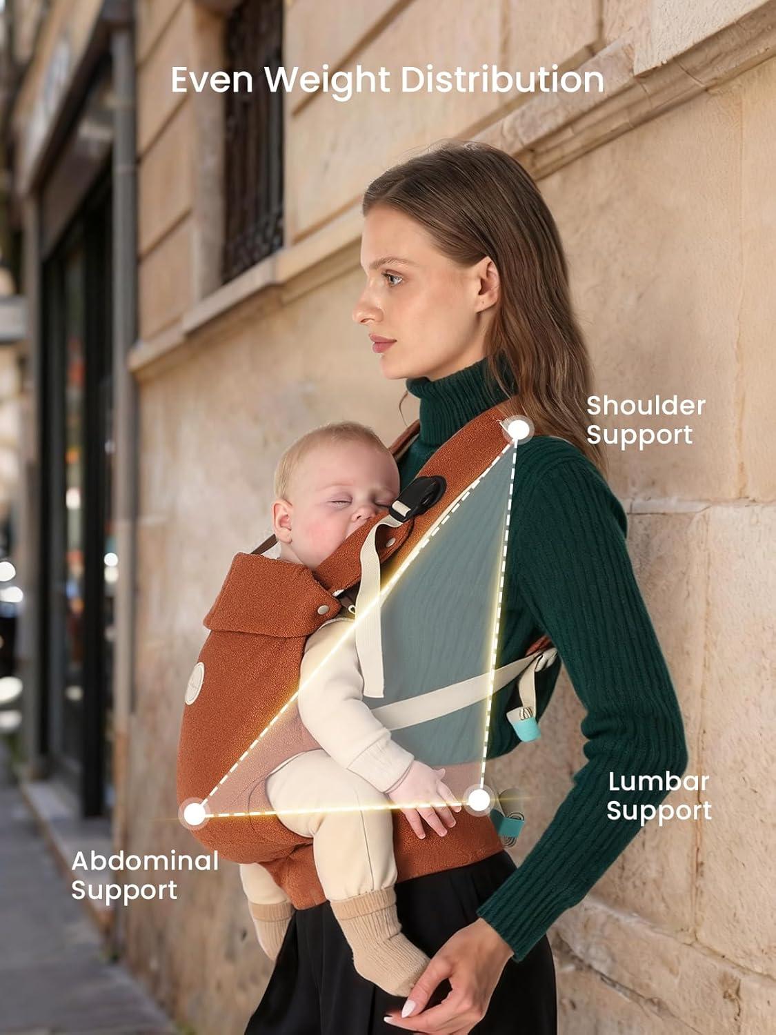 imageGrownsy Baby Carrier Newborn to Toddler 744lbs Ergonomic ampamp Cozy Wraps with OneClick Buckle Head Support for HandsFree Comfort Sepia