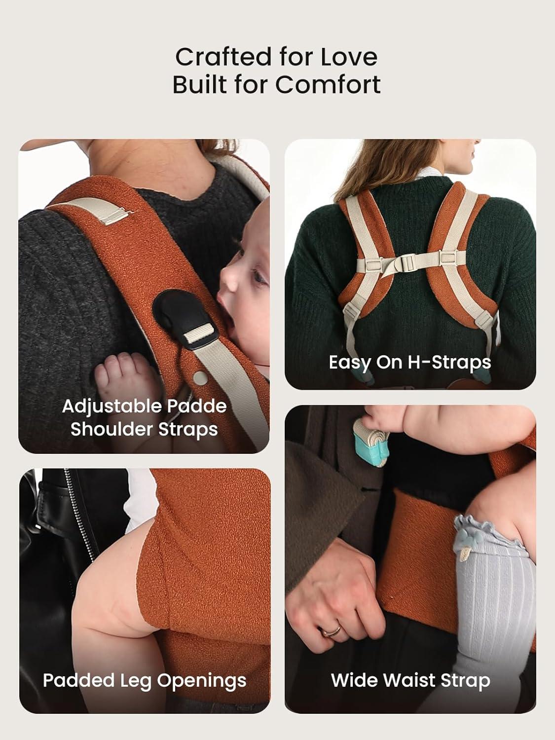 imageGrownsy Baby Carrier Newborn to Toddler 744lbs Ergonomic ampamp Cozy Wraps with OneClick Buckle Head Support for HandsFree Comfort Sepia