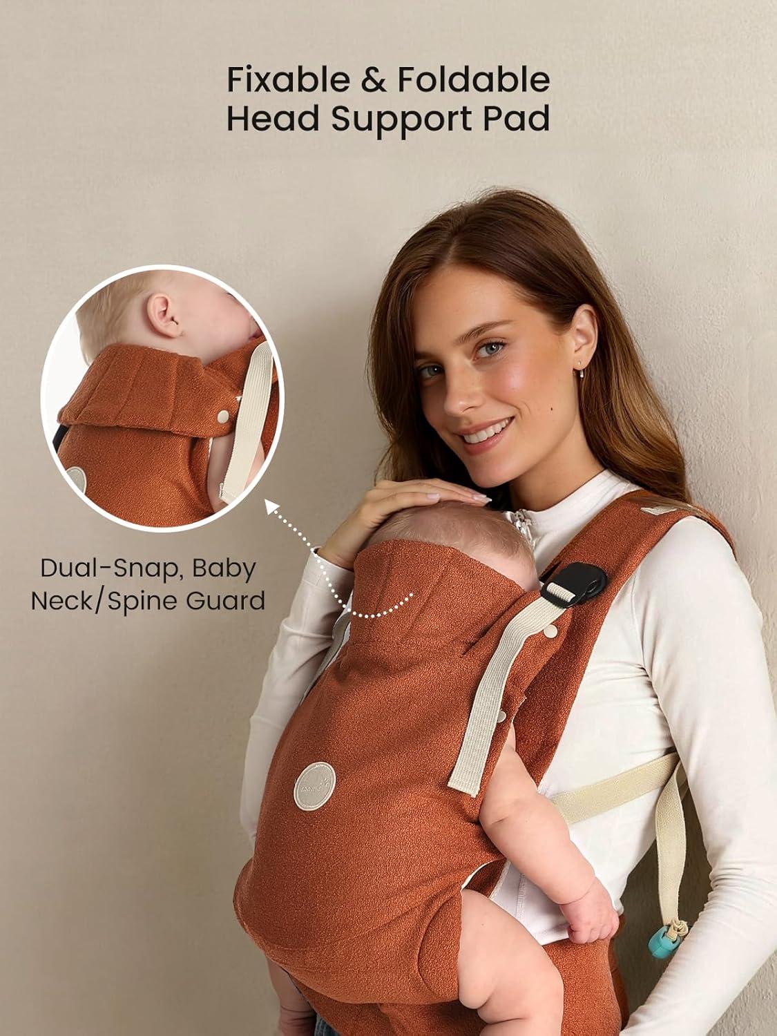 imageGrownsy Baby Carrier Newborn to Toddler 744lbs Ergonomic ampamp Cozy Wraps with OneClick Buckle Head Support for HandsFree Comfort Sepia